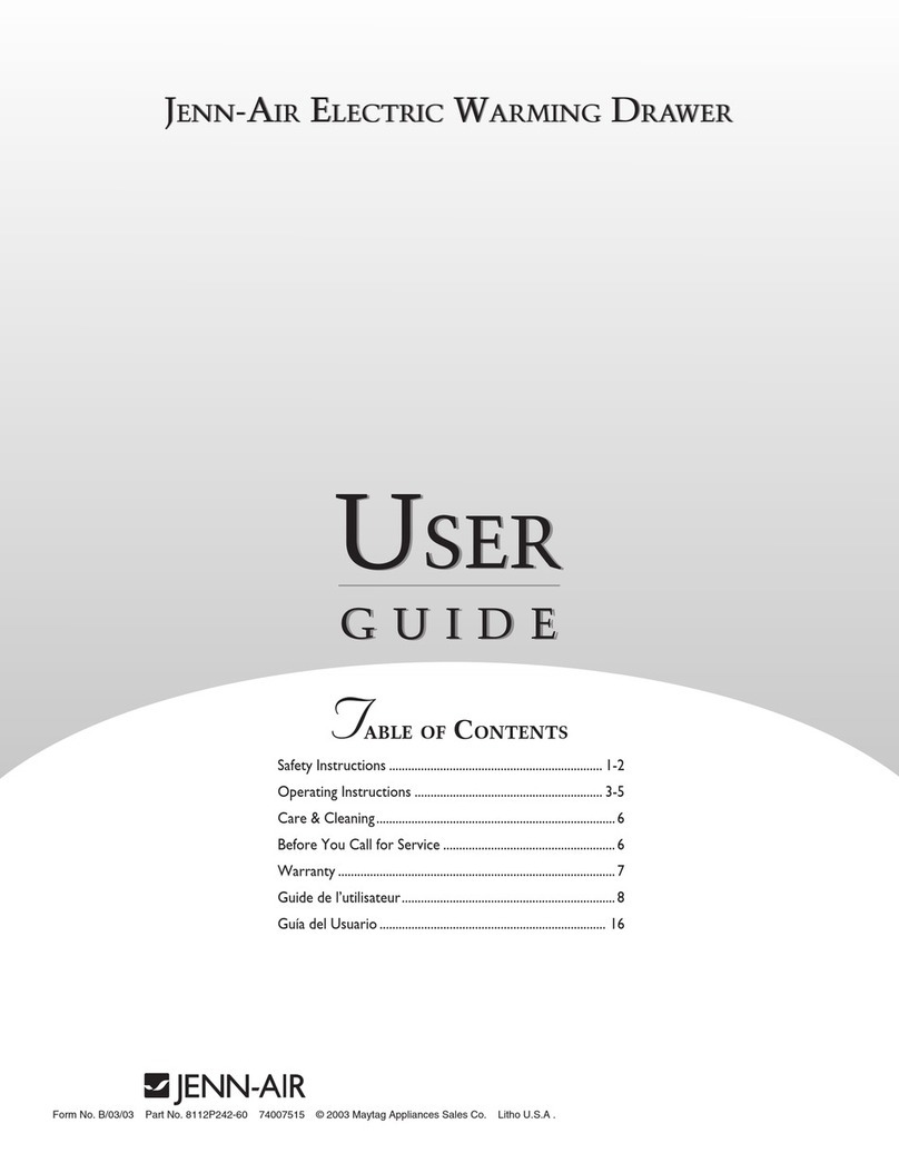 Jenn-Air ELECTRIC WARMING DRAWER user guide