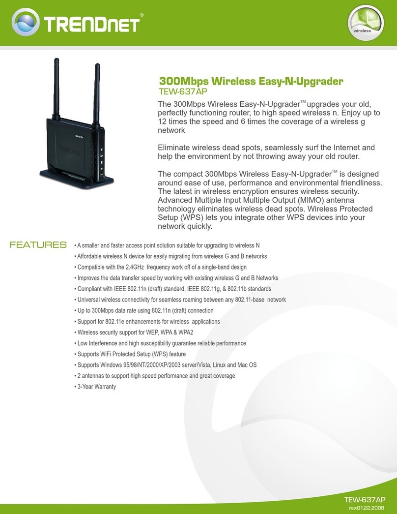TRENDnet TEW-637AP - 300Mbps Wireless Easy-N-Upgrader Specifications TRENDnet TEW-637AP - 300Mbps Wireless Easy-N-Upgrader Specifications