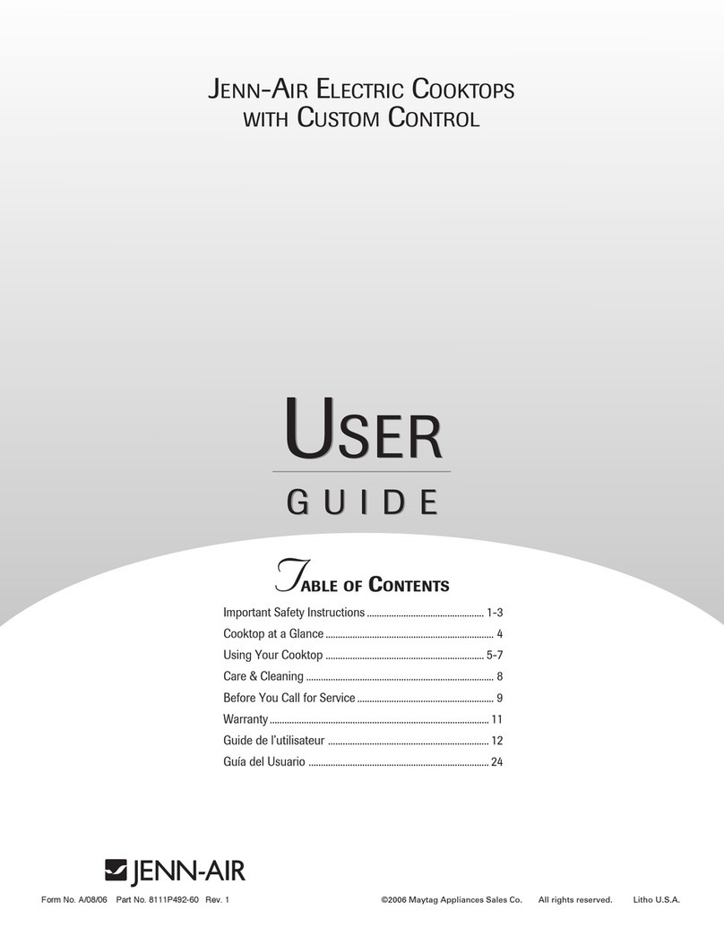 Jenn-Air ELECTRIC COOKTOPS WITH CUSTOM CONTROL User manual