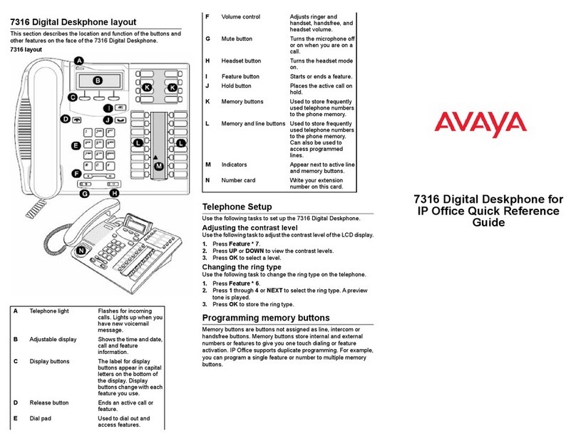 Avaya 7316 User manual