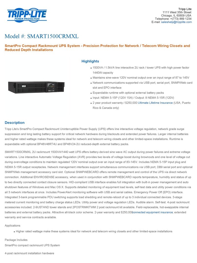 Tripp Lite SMART1500CRMXL Brochure & specs Tripp Lite SMART1500CRMXL Brochure & specs