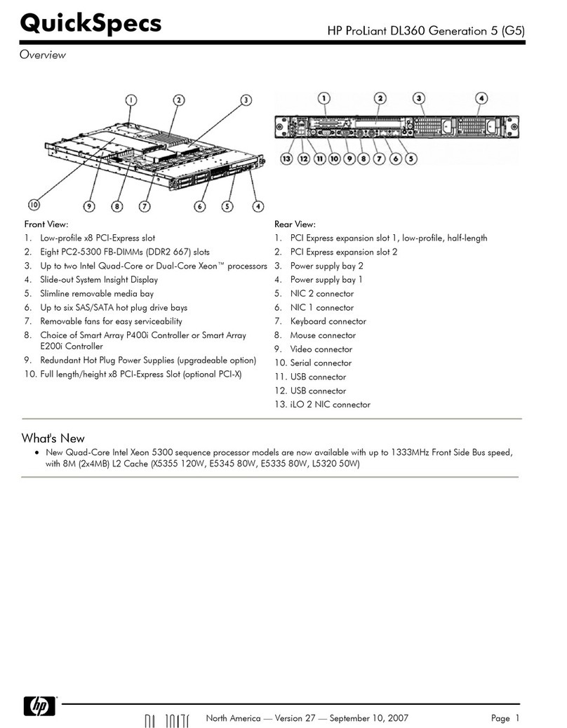 HP ProLiant DL360 Generation 5 (G5) User instructions