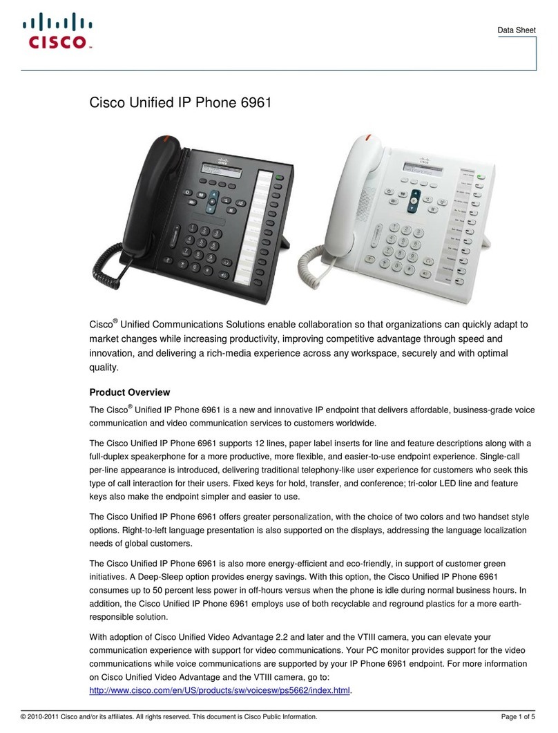 Cisco 6961 - Unified IP Phone Standard VoIP User manual Cisco 6961 - Unified IP Phone Standard VoIP User manual
