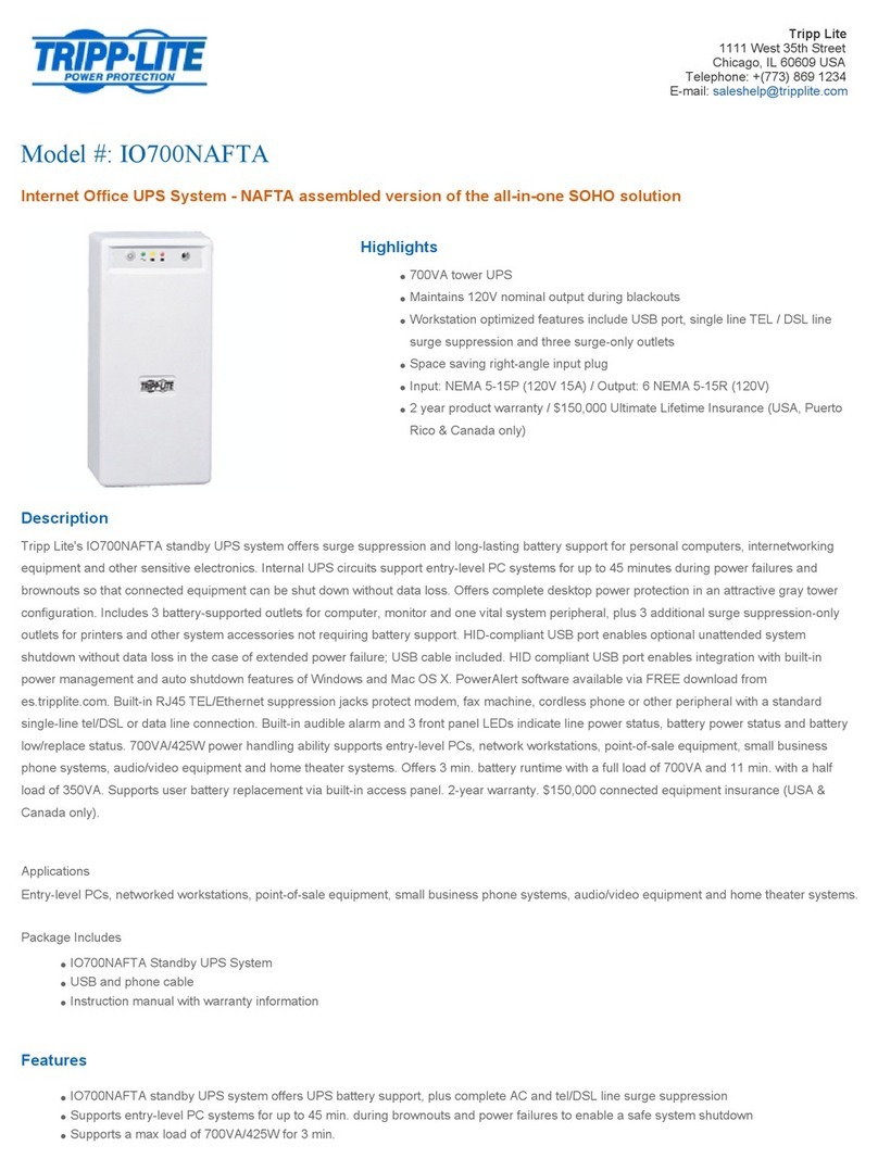 Tripp Lite IO700NAFTA User manual