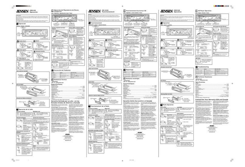 Jensen CD315X Instruction Manual