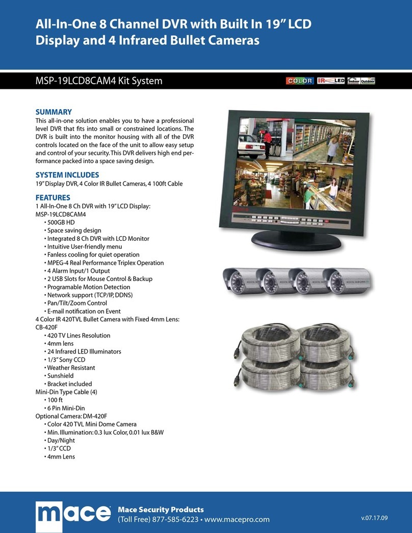 Mace MSP-19LCD8CAM4 Technical specifications Mace MSP-19LCD8CAM4 Technical specifications