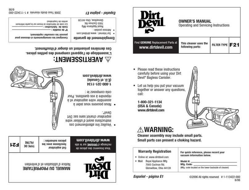 Dirt Devil F21 owner's manual