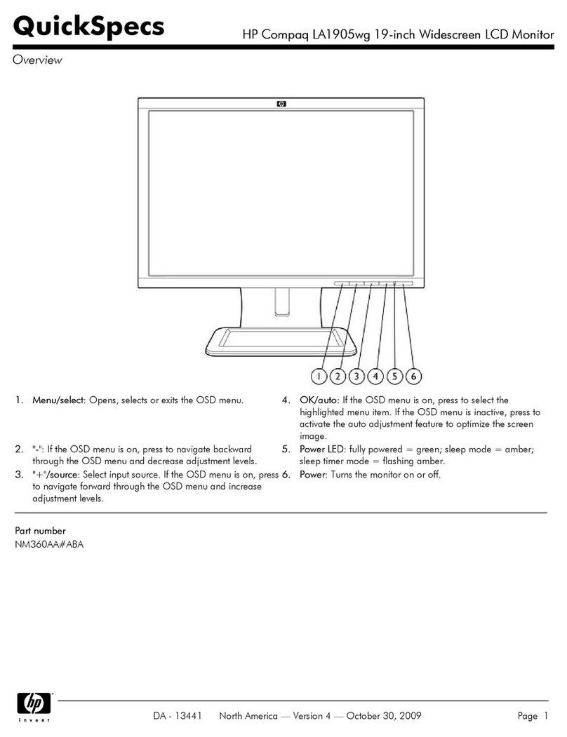 HP LA1905wg - Widescreen LCD Monitor User instructions