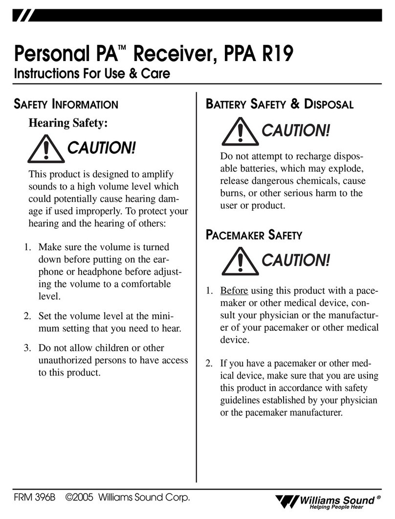 Williams Sound PPA R19 Instructions for use & care