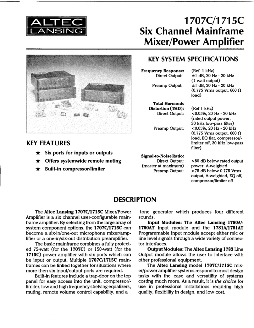 Altec Lansing 1707C MIXER AMPLIFIER Specifications