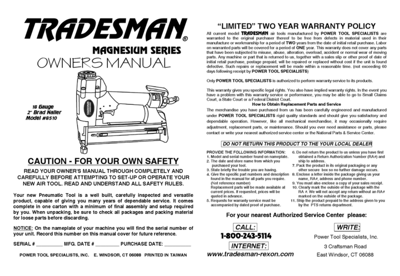 Tradesman Magnesium 8510 owner's manual
