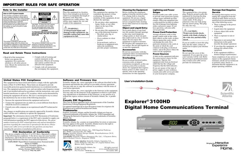 Scientific Atlanta Explorer 3100HD quick guide