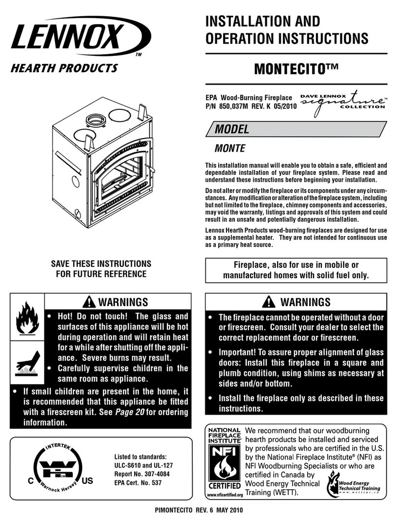 Lennox Hearth Products Montecito User manual
