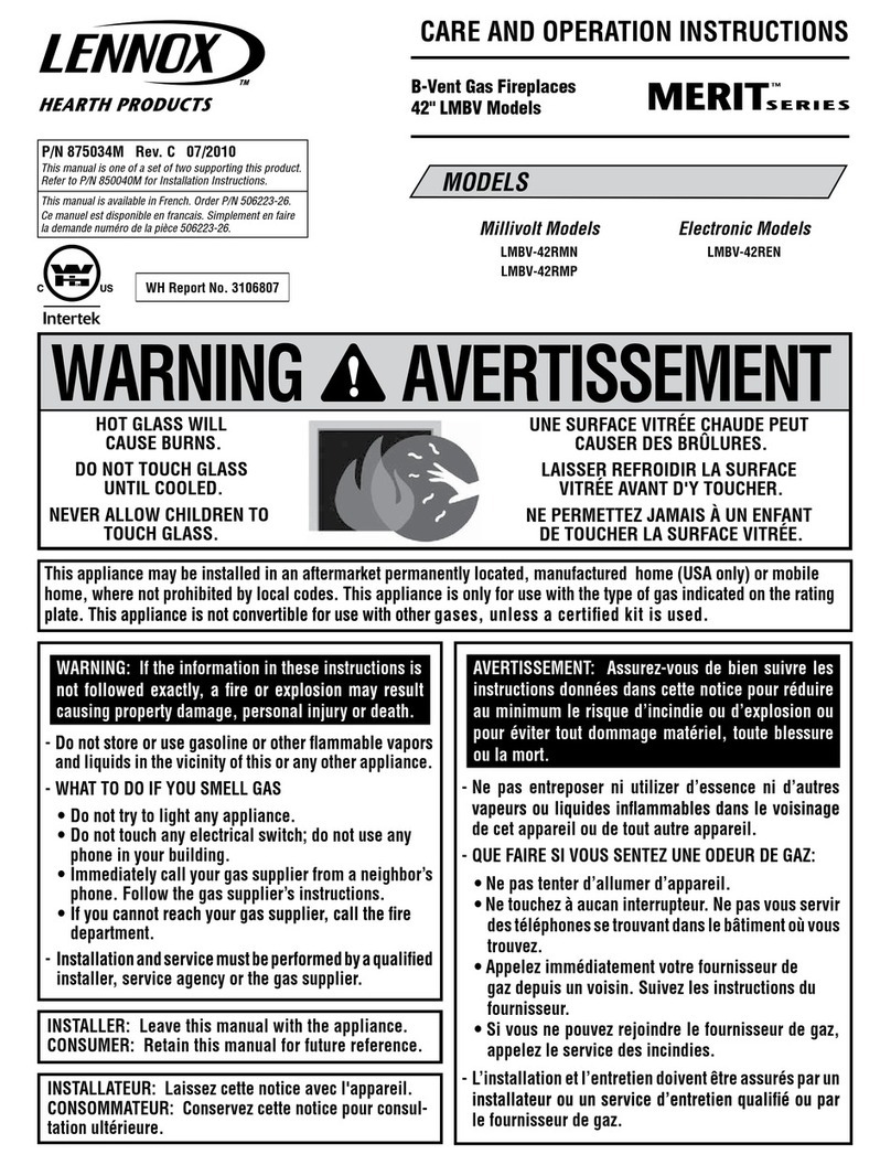 Lennox Hearth Products Merit LMBV-42RMN Care and operation instructions