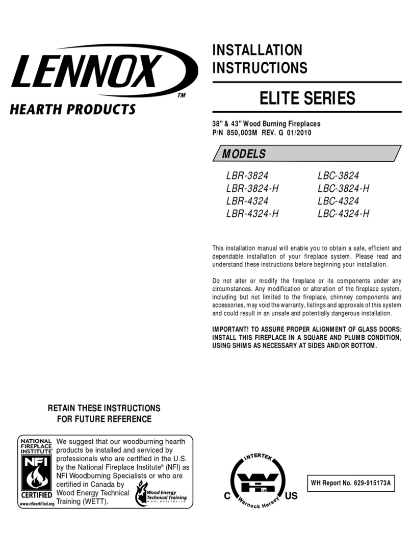 Lennox Hearth Products Elite LBR-3824 installation instructions