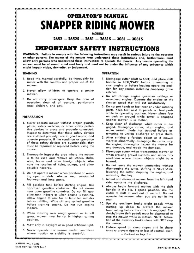 Snapper 2652 User manual