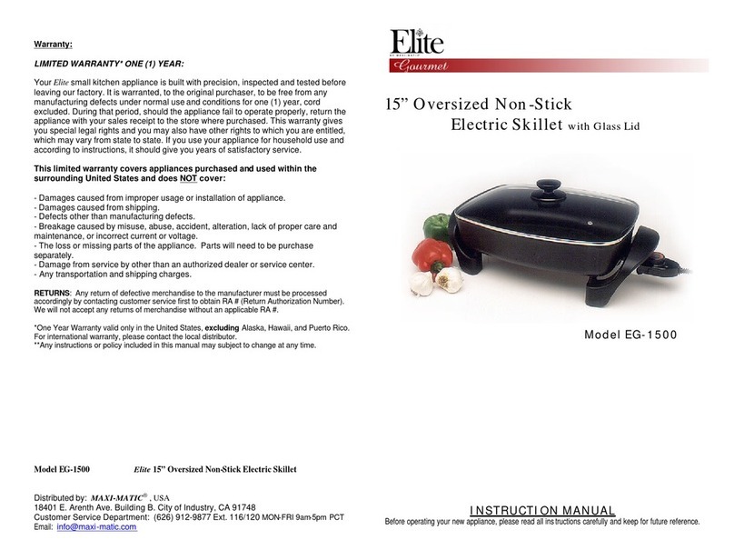 Elite Gourmet EG-1500 instruction manual
