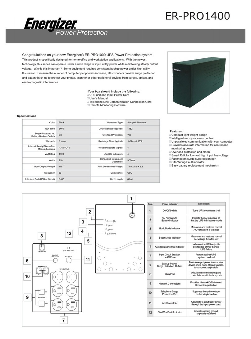 Energizer ER-PRO1400 quick guide