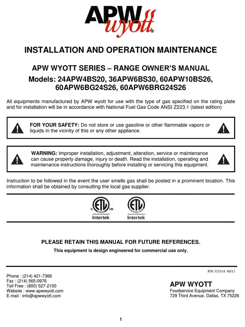 APW Wyott 24APW4BS20 Owner's manual