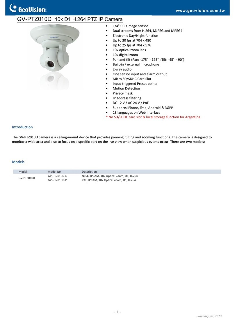 GeoVision GV-PTZ010D Specifications