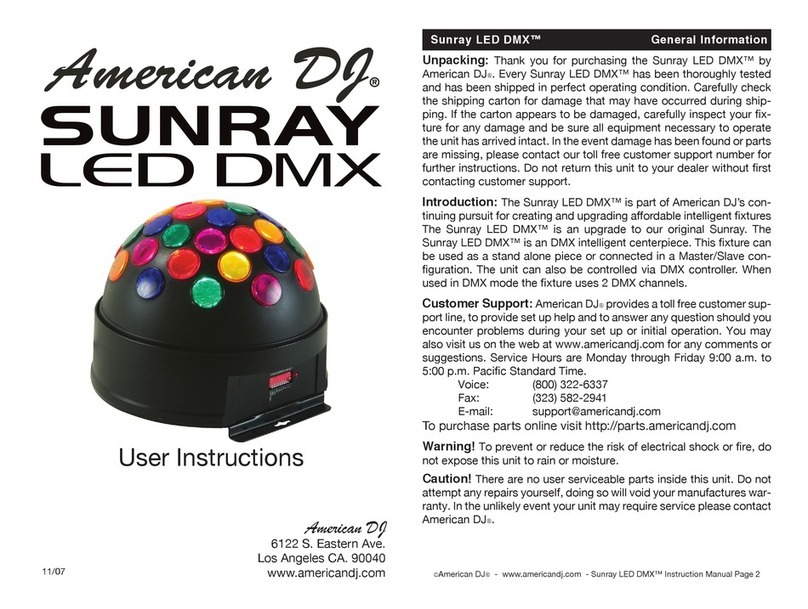 American DJ Sunray LED DMX User instructions