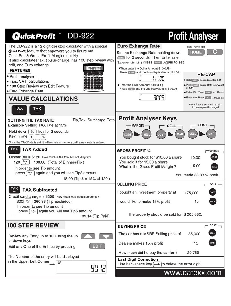 Datexx QUICKPROFIT DD-922 User manual