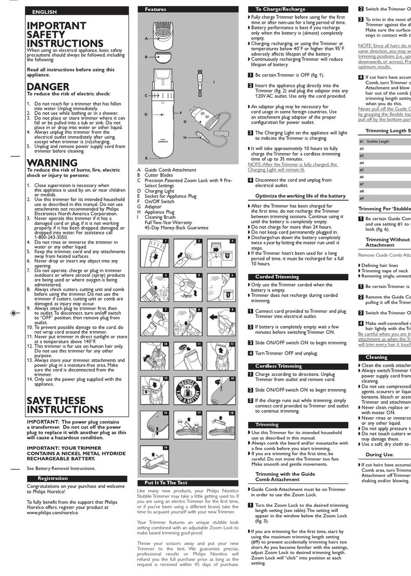 Philips Norelco QT4019 instructions