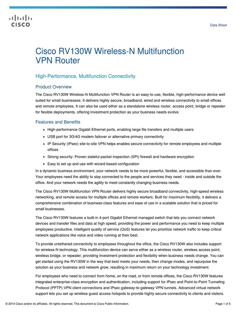 Cisco RV130W Installation and operation manual