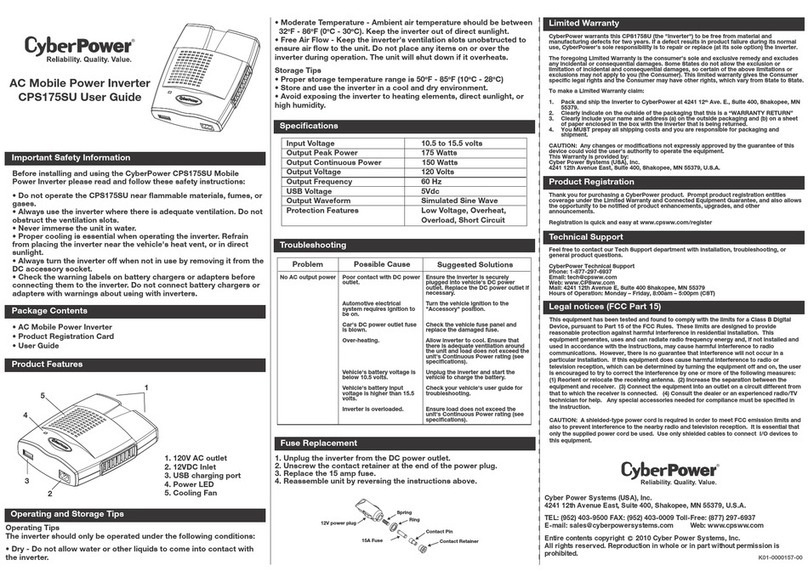 CyberPower CPS175SU User manual