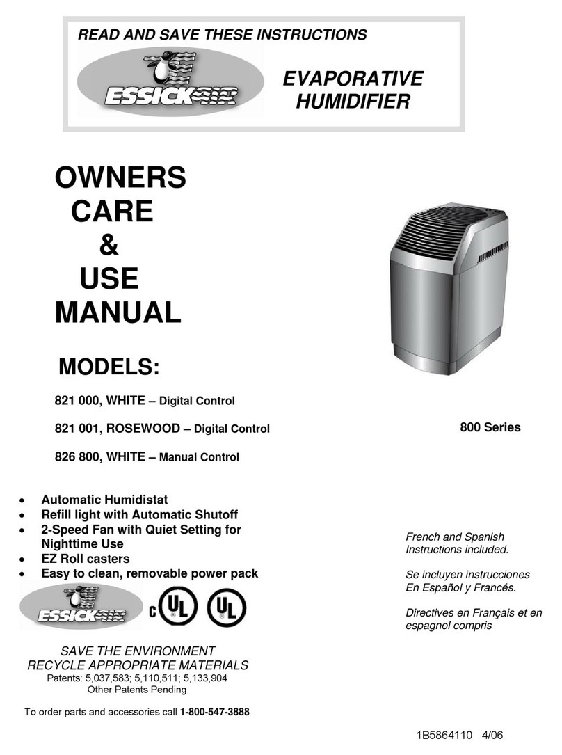 Essick 826 800 Owner's care & use manual