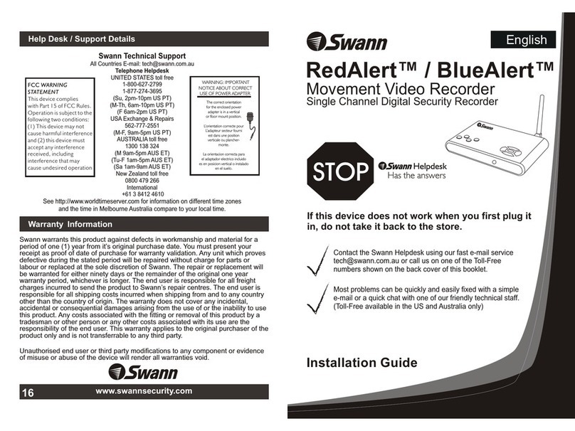 Swann RedAlert Single Channel Digital Security... User manual