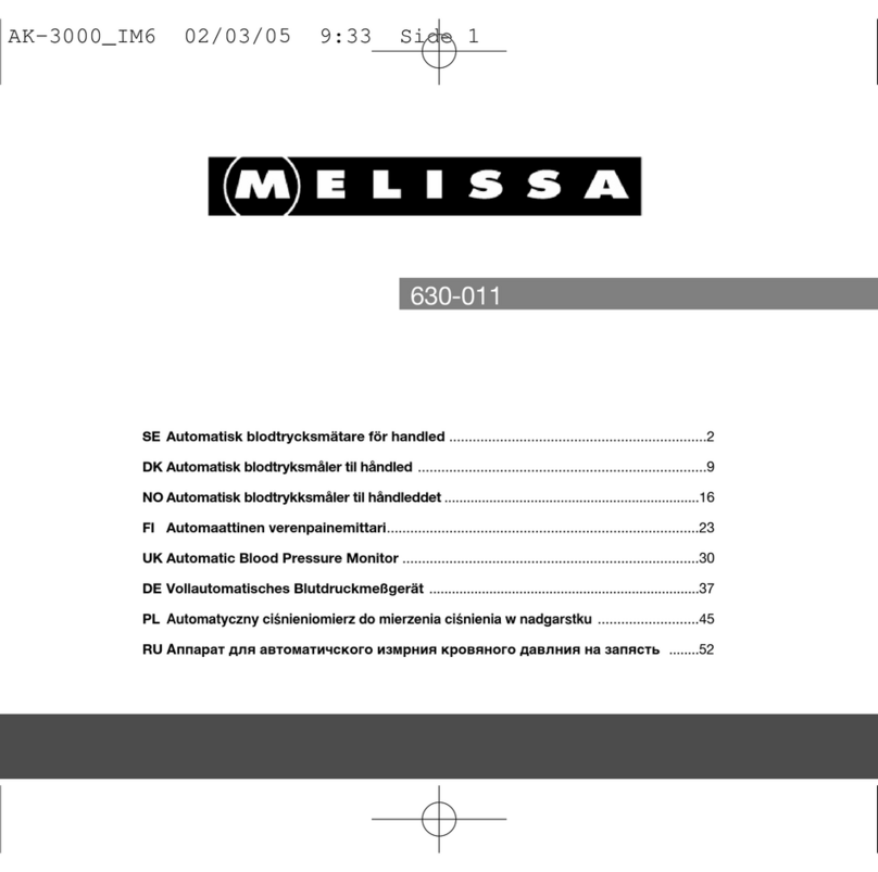 Melissa Automatic Blood Pressure Monitor User manual Melissa Automatic Blood Pressure Monitor User manual