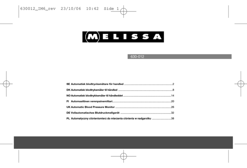 Melissa Automatic Blood Pressure Monitor User manual Melissa Automatic Blood Pressure Monitor User manual