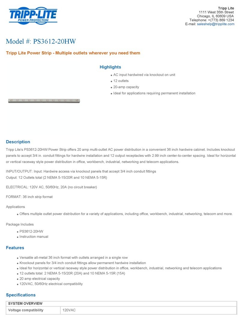 Tripp Lite PS3612-20HW User manual