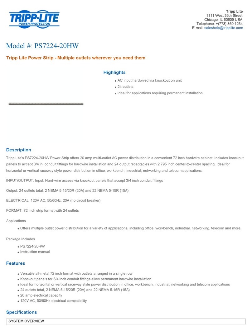 Tripp Lite PS7224-20HW User manual Tripp Lite PS7224-20HW User manual