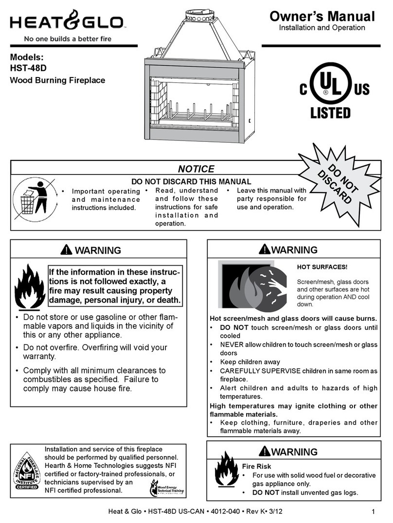 Heat & Glo Wood Burning Fireplace HST-48D owner's manual Heat & Glo Wood Burning Fireplace HST-48D owner's manual