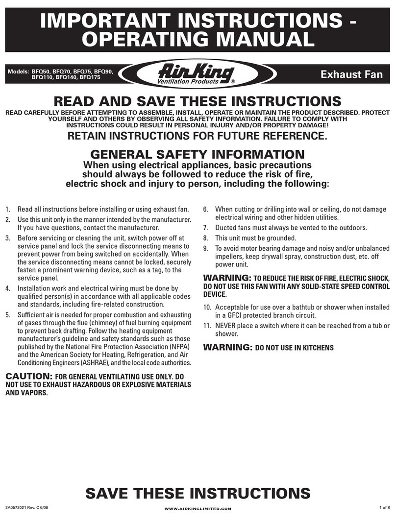 Air King BFQ50 Important instructions & operating manual