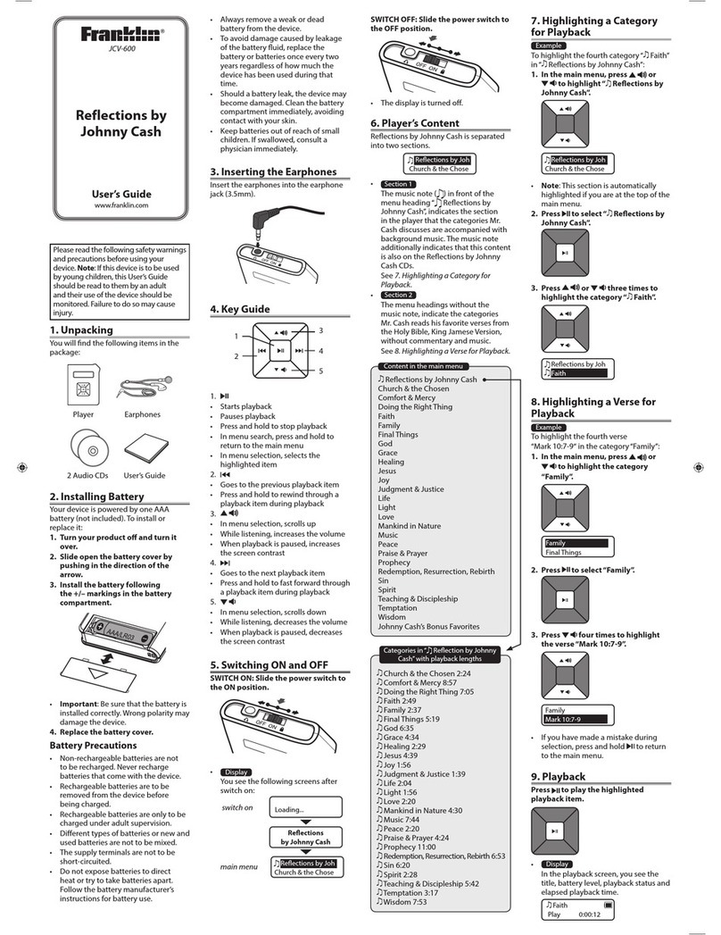 Franklin JCV-600 user guide
