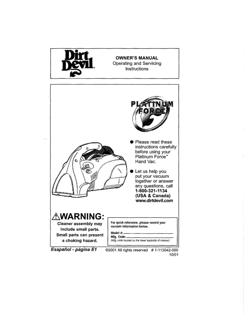 Dirt Devil Platinum Force User manual