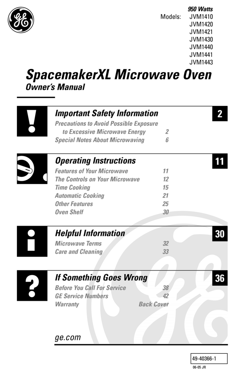 GE SpacemakerXL JVM1420 User manual