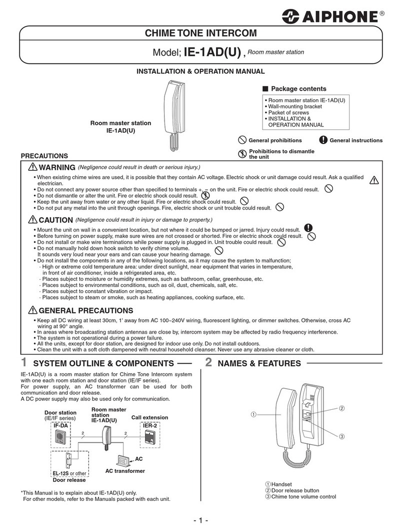 Aiphone IE-1AD Installation & operation manual