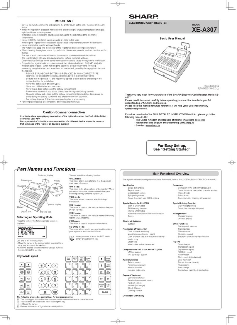 Sharp XE-A307 user manual