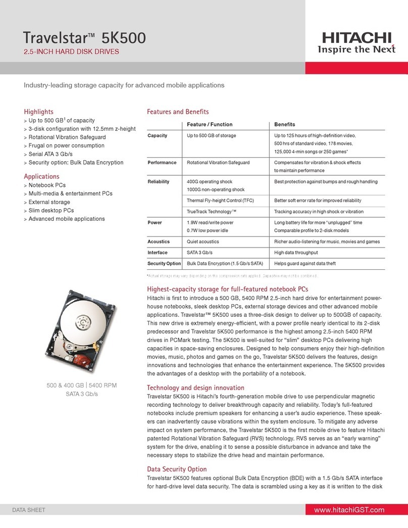 Hitachi Travelstar 5K500 Installation and operation manual