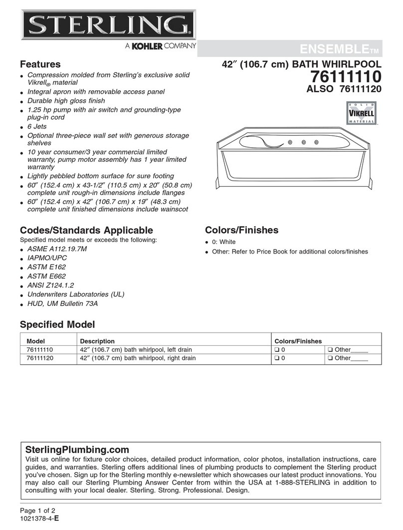 Sterling Plumbing ENSEMBLE 76111120 Specifications Sterling Plumbing ENSEMBLE 76111120 Specifications
