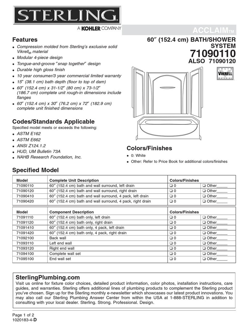 Sterling Plumbing ACCLAIM 71090120 Specifications