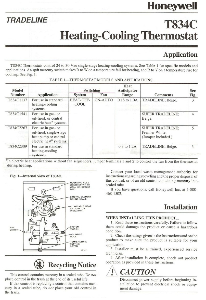 Honeywell T834C User manual