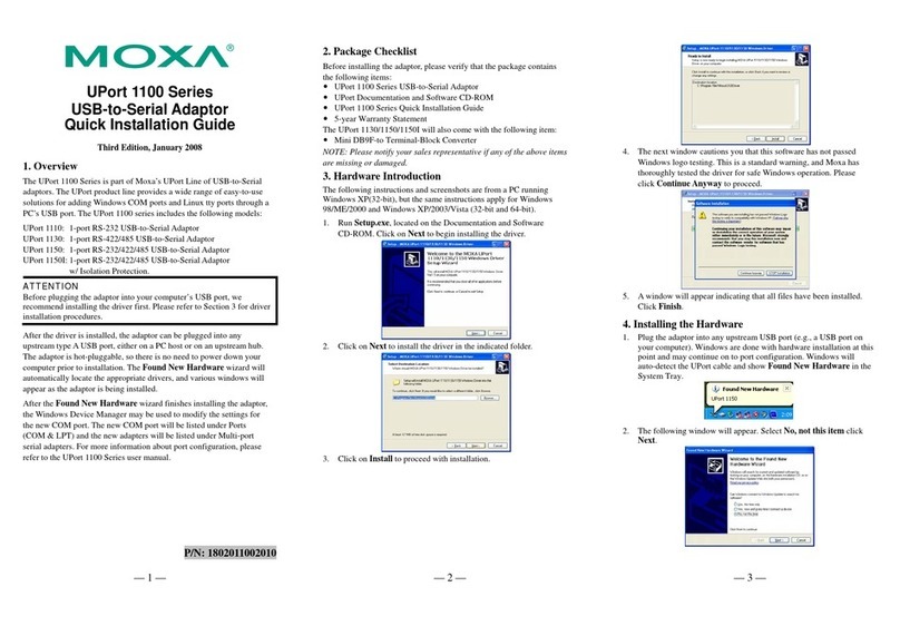 Moxa Technologies UPORT 1100 series Quick installation guide