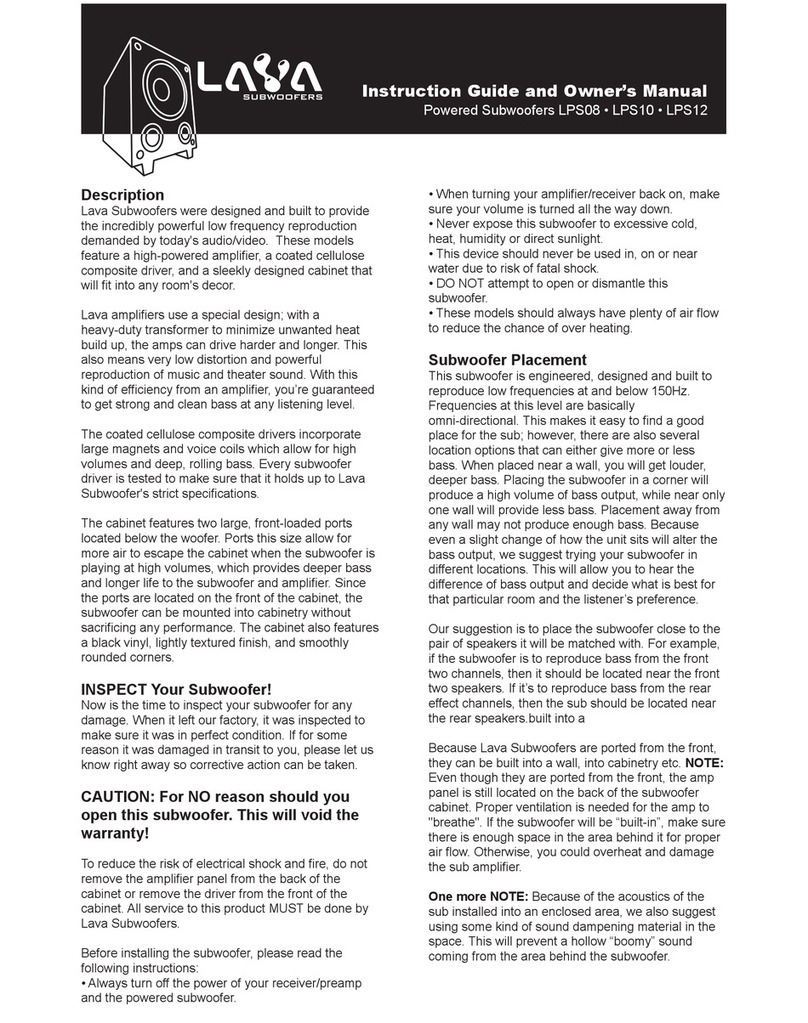 Lava Subwoofers LPS08 Instruction guide and owner's manual