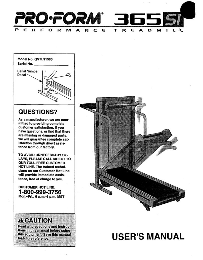 Pro-Form 365SI User manual