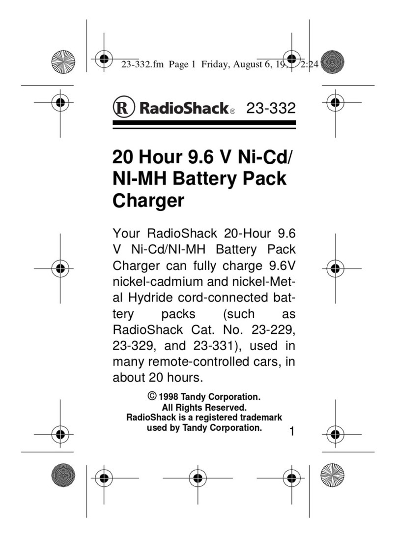 Radio Shack 20 Hour 9.6 V Ni-Cd/NI-MH Battery Pack... user guide